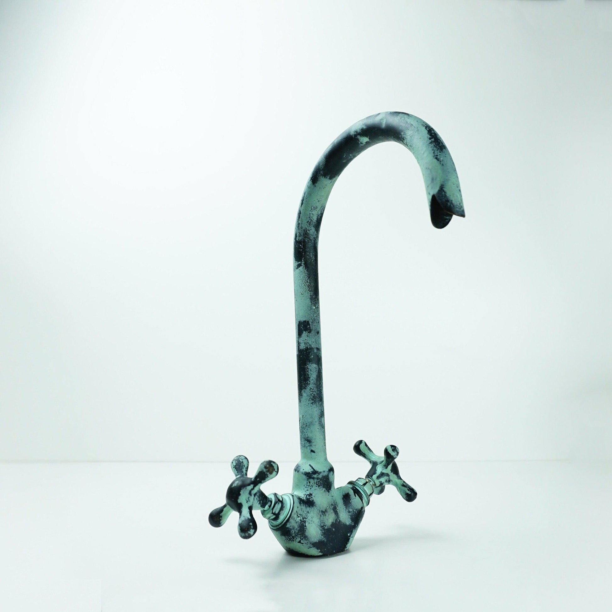 Oxidized Brass Gooseneck Bathroom Faucet with Luxurious Patina Zayian
