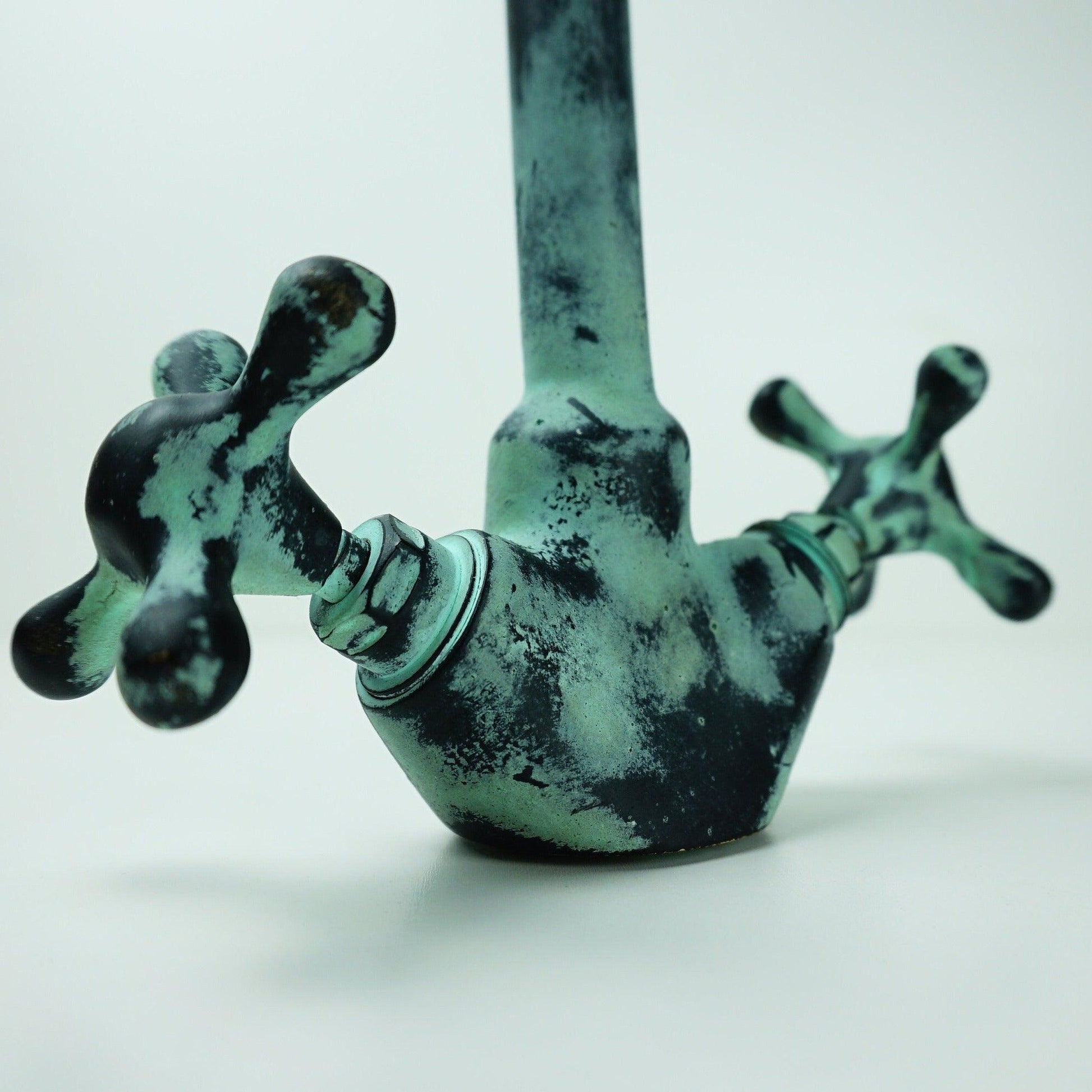 Oxidized Brass Gooseneck Bathroom Faucet with Luxurious Patina Zayian