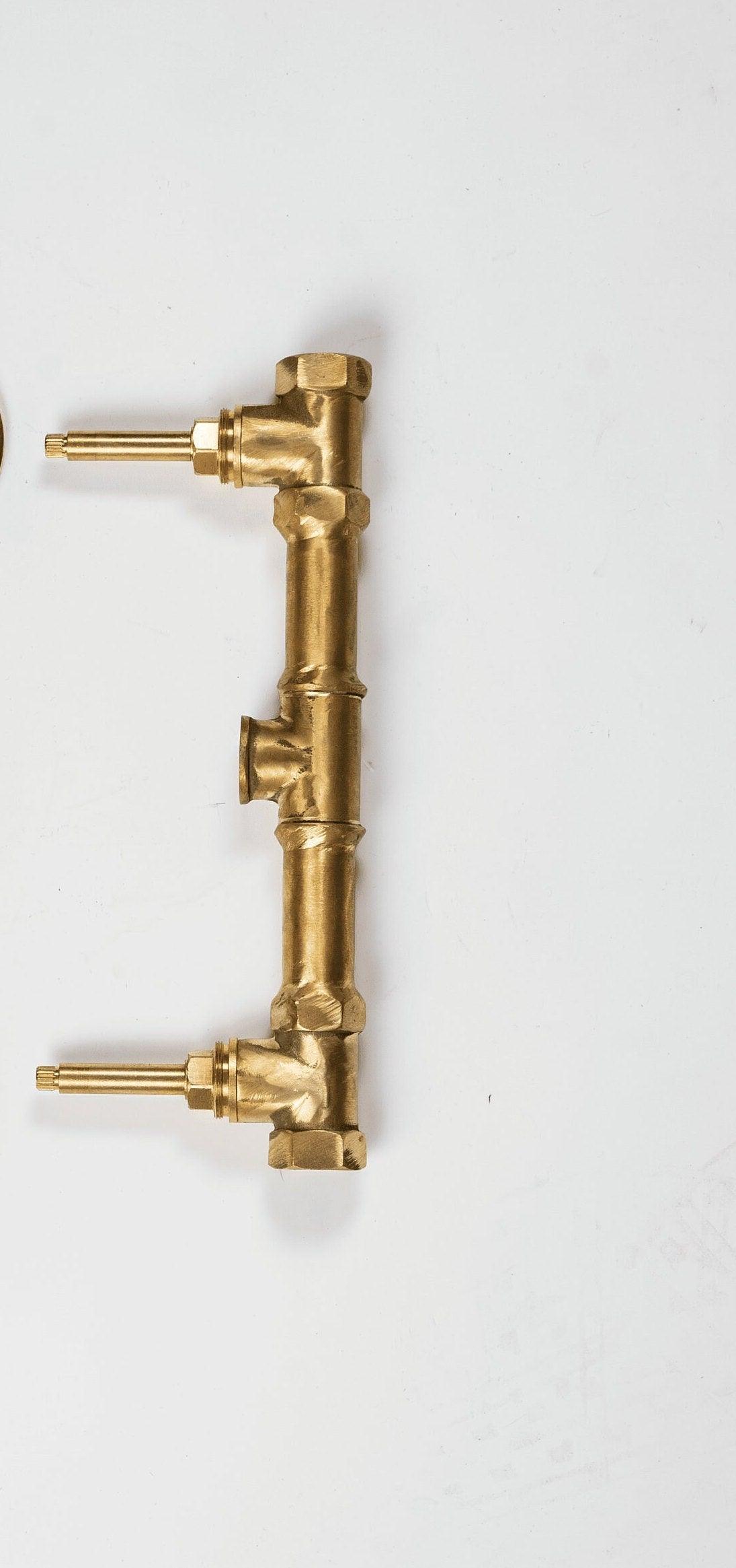Unlacquered Brass Wall Mounted 3 Hole Bathroom Tub Filler Faucet Zayian