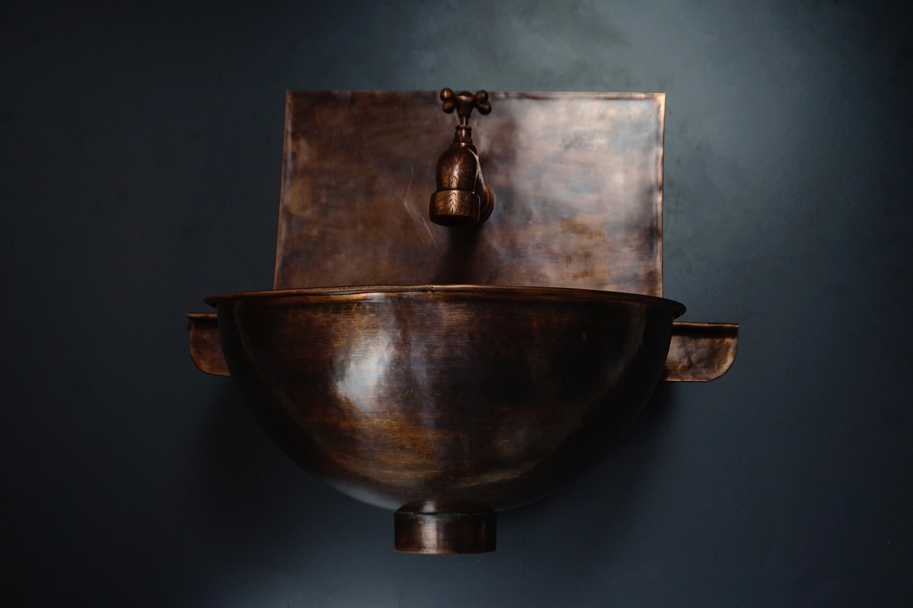 Rustic Copper wall mount vessel sink Bathroom Zayian