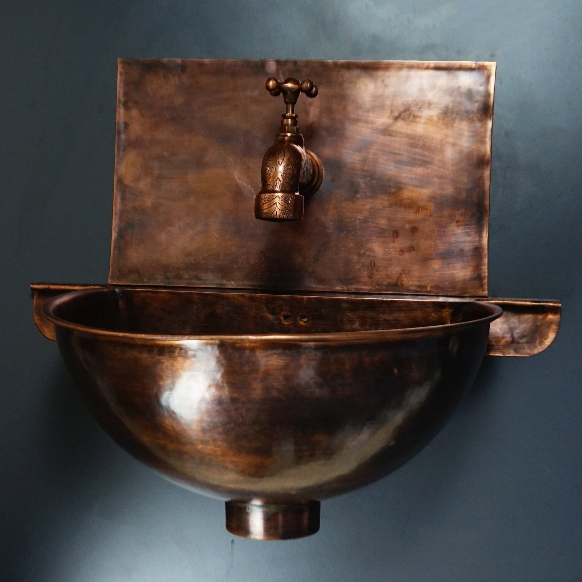 Rustic Copper wall mount vessel sink Bathroom Zayian