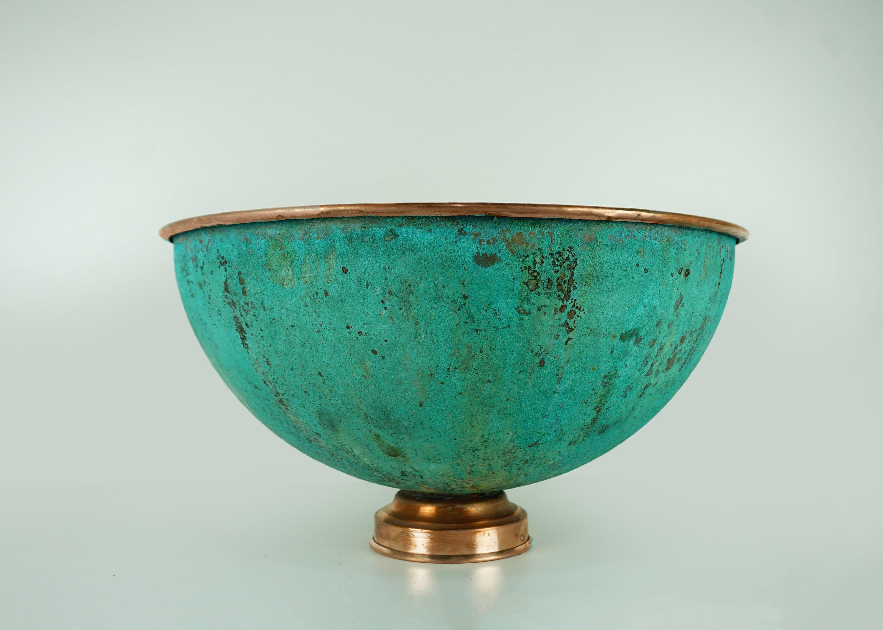 Antique Green Patina Hammered Copper Vessel Bathroom Sink Vanity Zayian