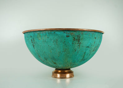 Green Patina Hammered Copper Vessel Sink - Handmade Bathroom Vanity BowlGreen Patina Hammered Copper Vessel Sink - Handmade Vanity Bowl | Zayian