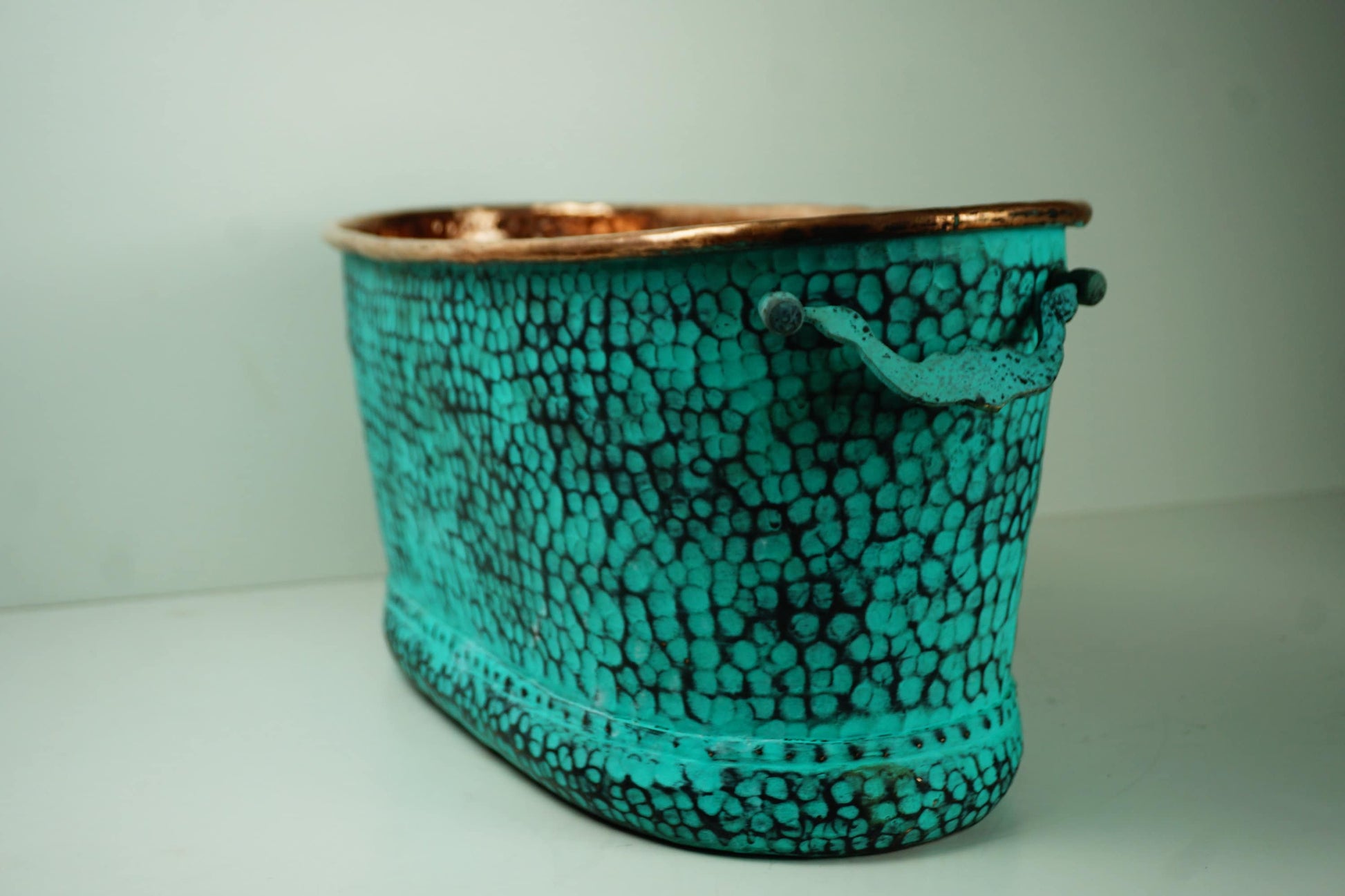Large Oval Copper Beverage Tub with Handles , Copper Ice Bucket Zayian