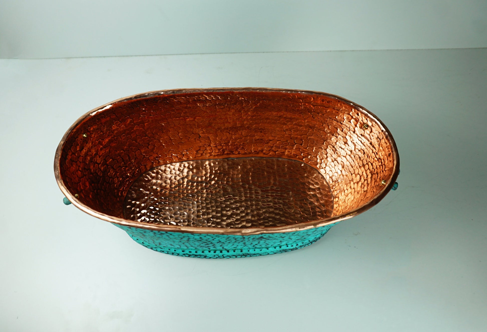 Large Oval Copper Beverage Tub with Handles , Copper Ice Bucket Zayian