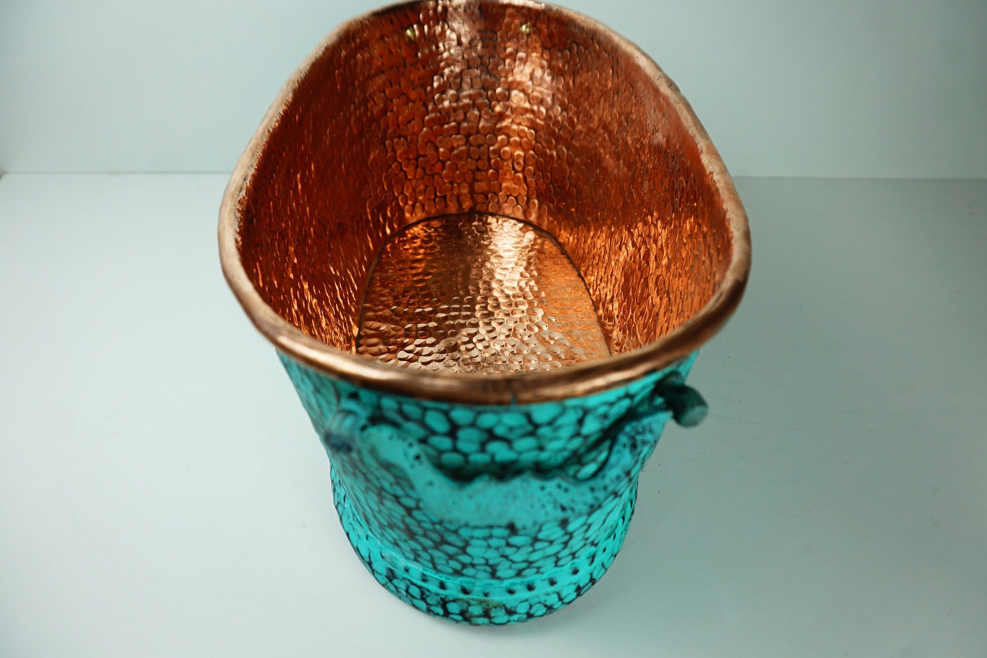 Large Oval Copper Beverage Tub with Handles , Copper Ice Bucket Zayian