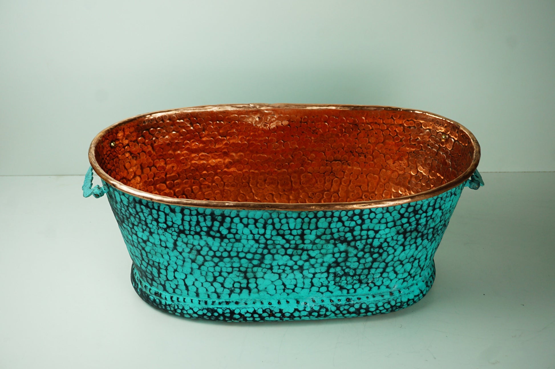 Large Oval Copper Beverage Tub with Handles , Copper Ice Bucket Zayian