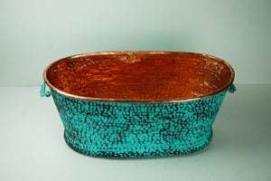 Large Oval Copper Beverage Tub with Handles , Copper Ice Bucket Zayian
