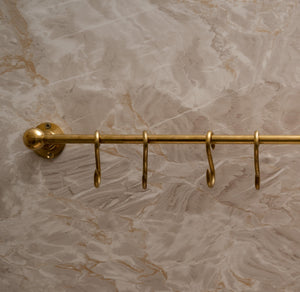 Unlacquered Brass Wall Mounted Pot Rack With Hooks Zayian