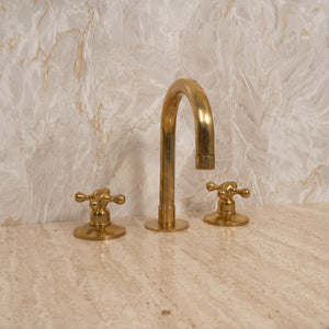 Widespread Unlacquered Brass Bathroom Faucet 3 Holes Zayian