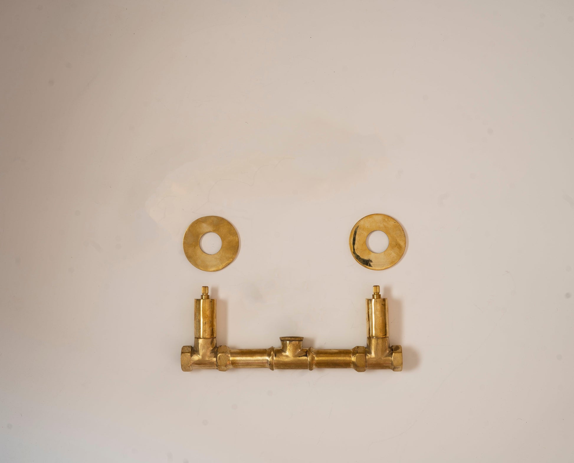 Unlacquered Brass Wall Mounted Bathroom Faucet with Cross Handles Zayian