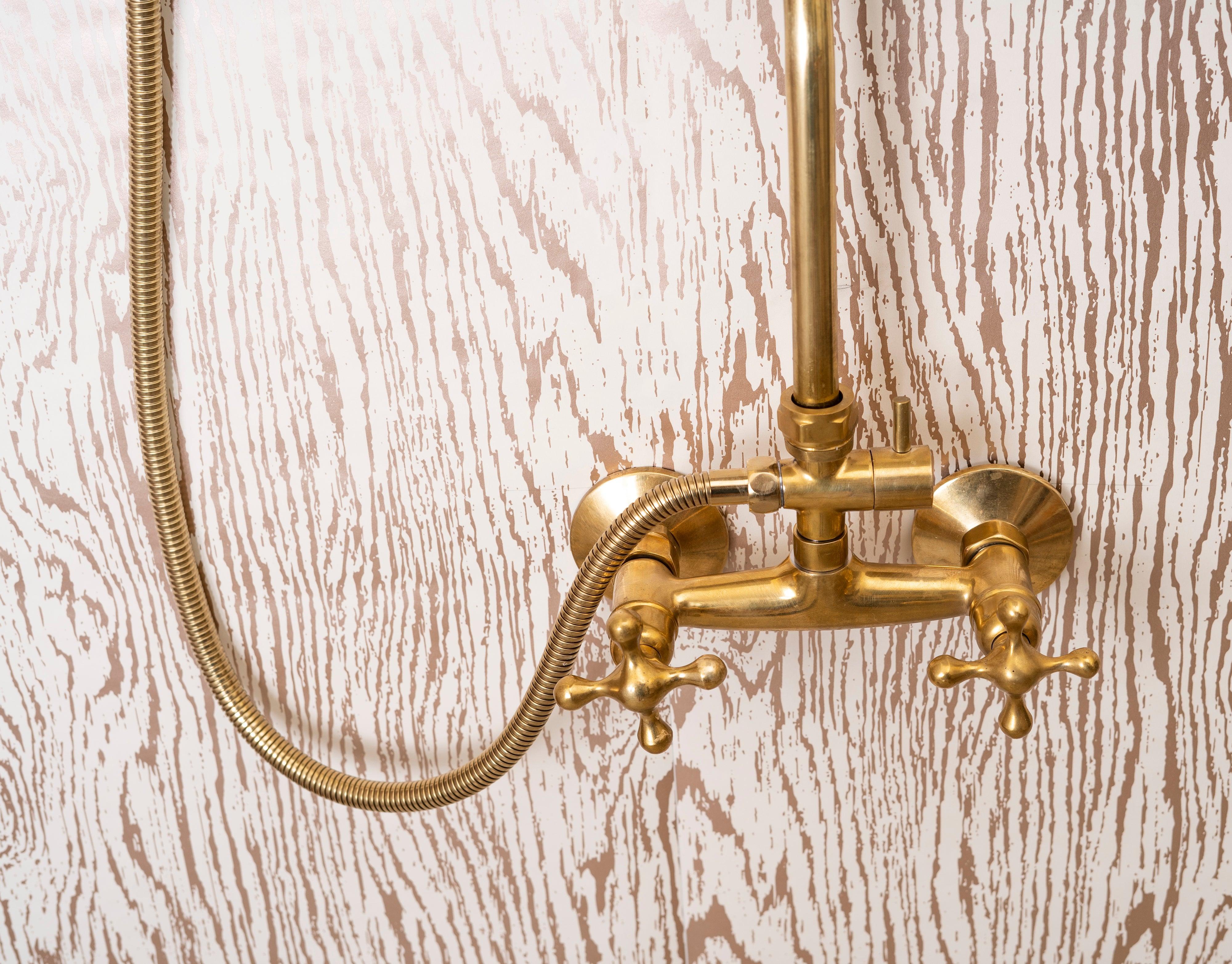 Unlacquered Brass Shower System - Round Head Zayian