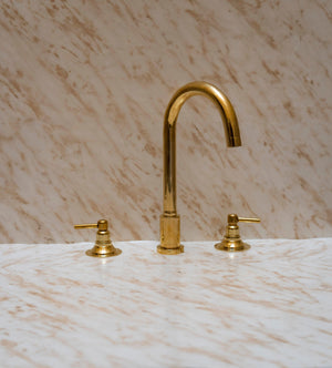 Unlacquered Brass Widespread Bathroom Sink Faucet 3 Hole Zayian