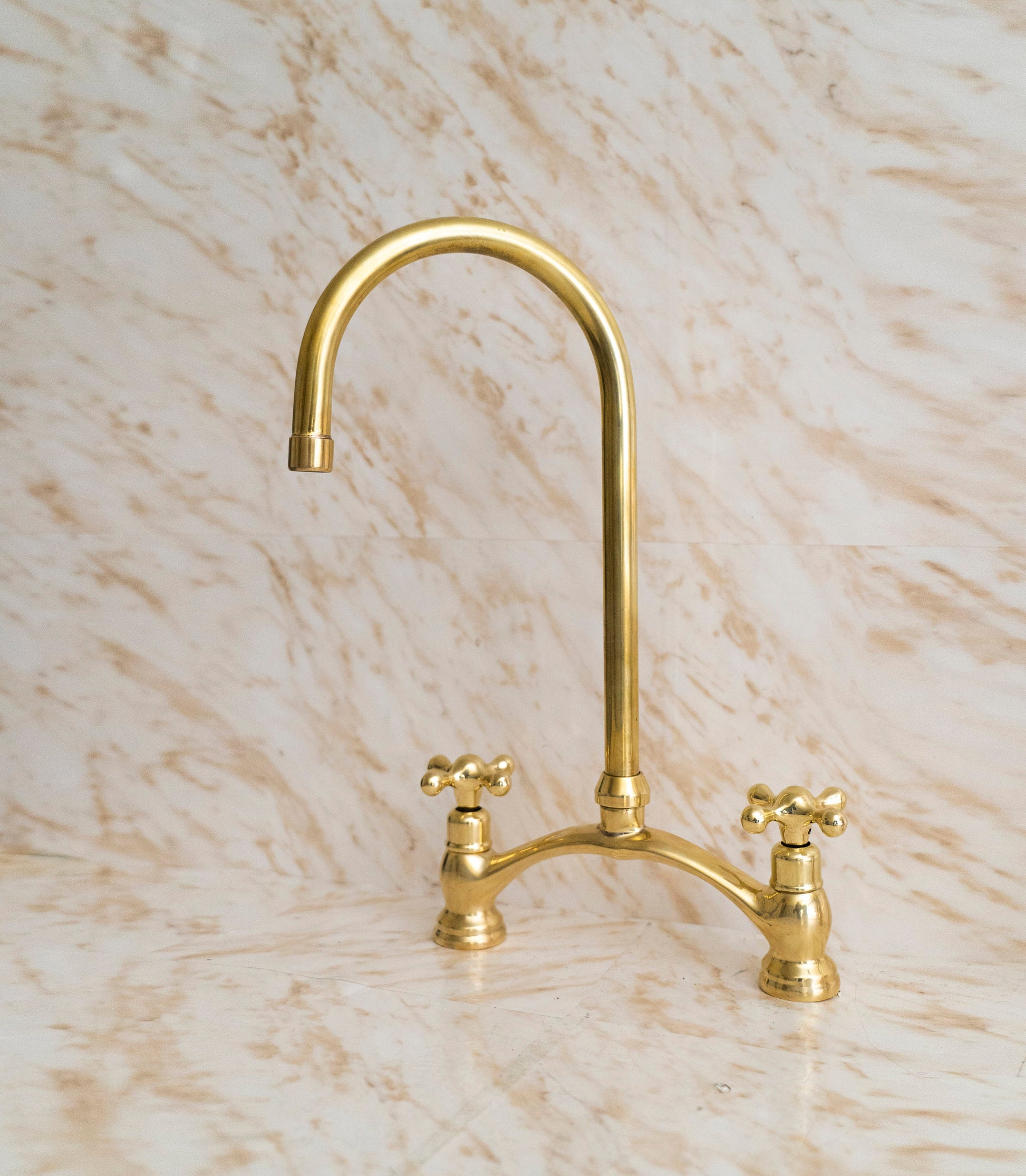 Oil Rubbed Bronze Two Handle Kitchen Faucet, Unlacquered Brass faucet for Kitchen Sink Farmhouse in different finishes - Zayian