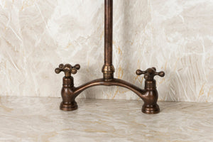 Oil Rubbed Bronze Two Handle Kitchen Faucet, Unlacquered Brass faucet for Kitchen Sink Farmhouse in different finishes - Zayian