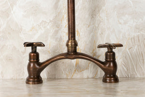 Oil Rubbed Bronze Two Handle Kitchen Faucet, Unlacquered Brass faucet for Kitchen Sink Farmhouse in different finishes - Zayian
