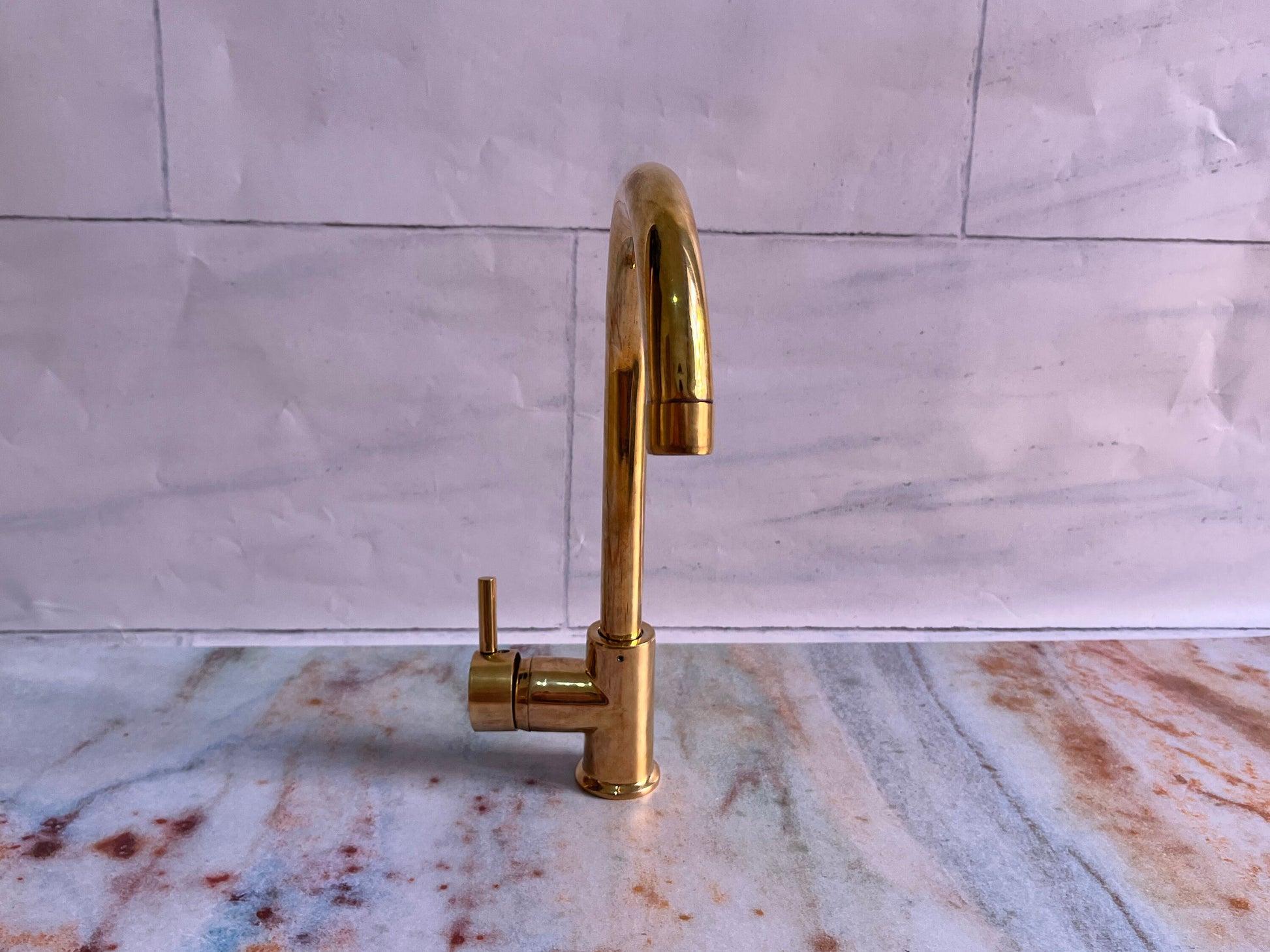 Unlacquered Brass Single hole Kitchen Faucet Zayian