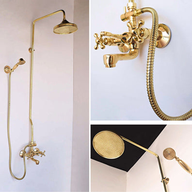 Unlacquered brass exposed shower systemUnlacquered brass exposed shower system