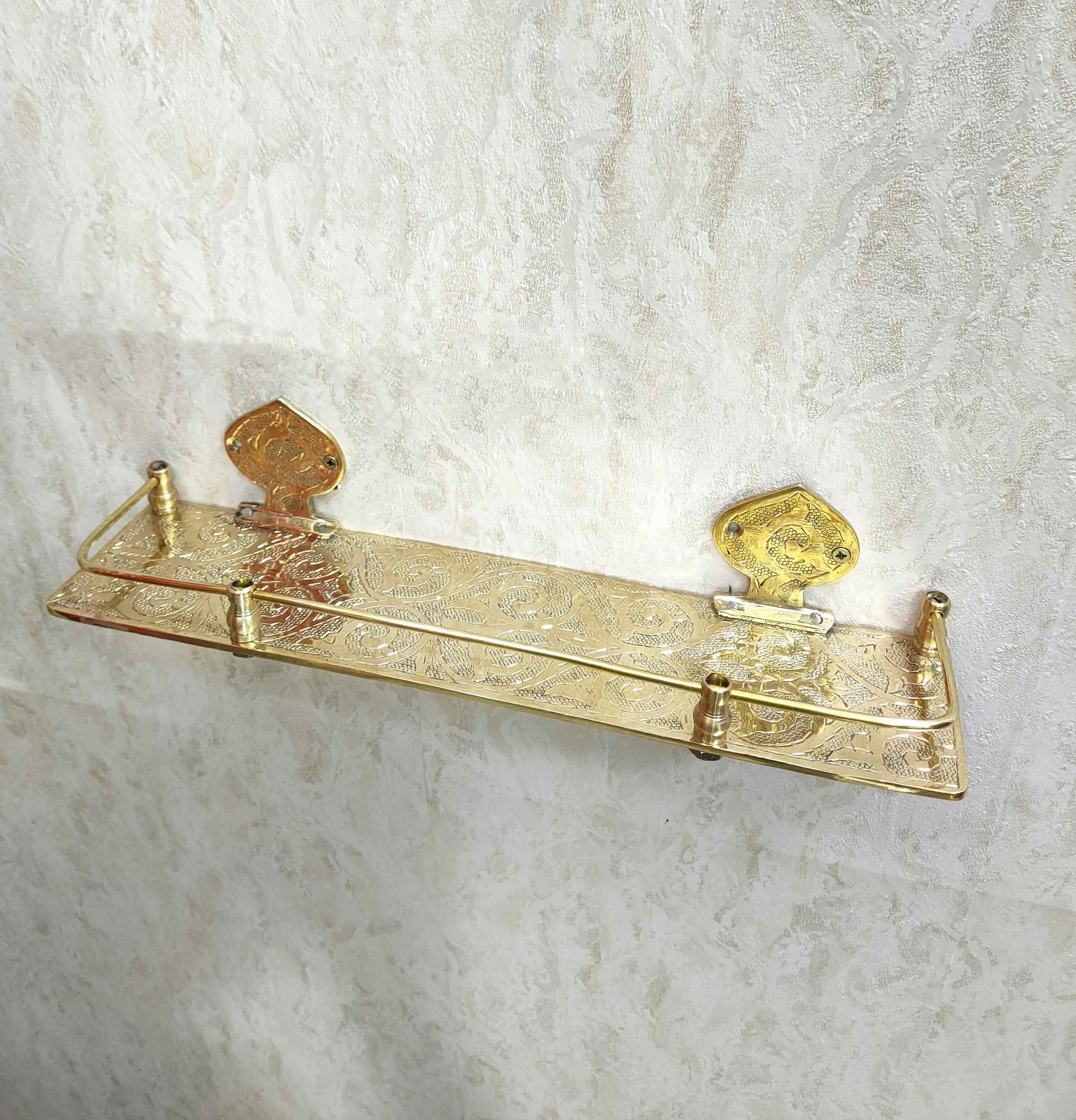 Rustic Small Size Wall Shelf with Captivating Engravings