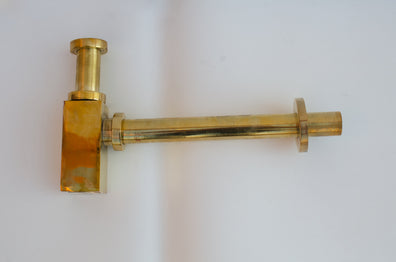 Unlacquered Brass Bottle Trap with Pop-Up Drain - Solid Brass Sink Waste SetUnlacquered Brass Bottle Trap & Pop-Up Drain - Solid Brass Sink Set